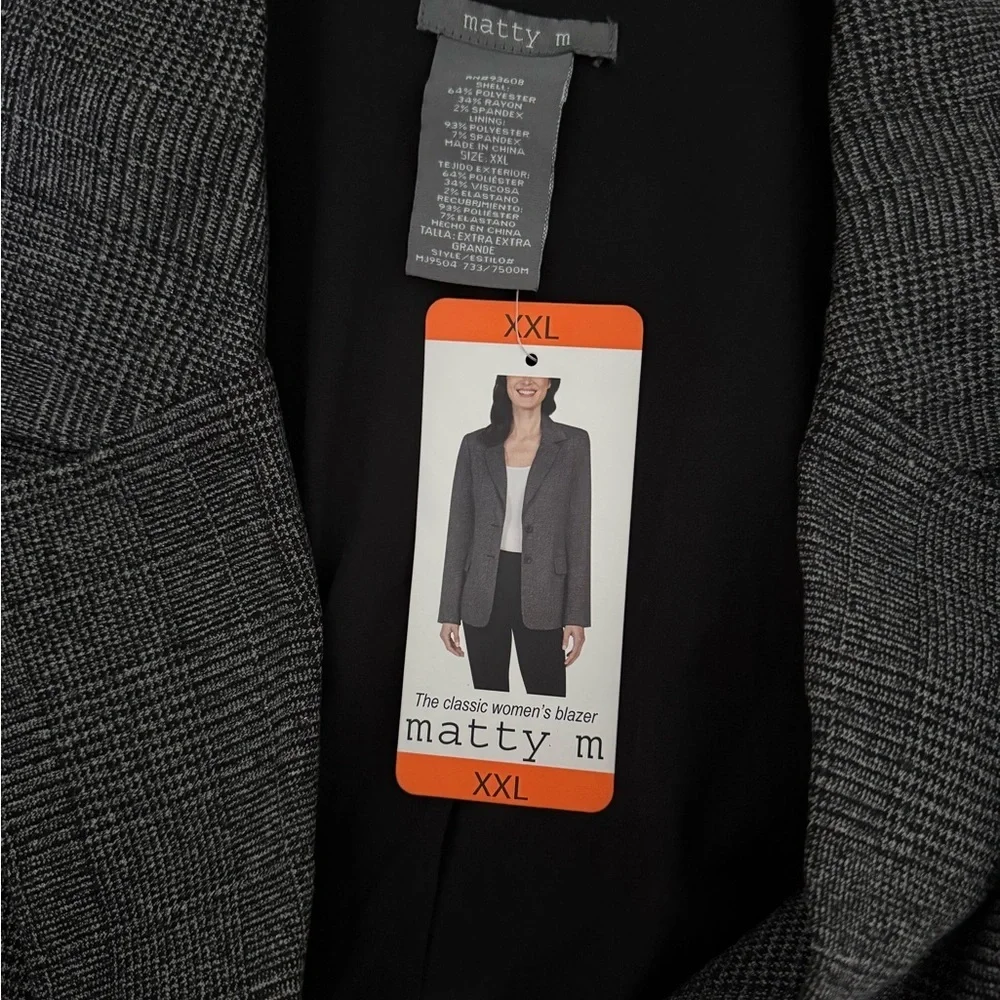 Matty M Ladies Classic Charcoal Dark Gray Classic Blazer NWT Size XXL